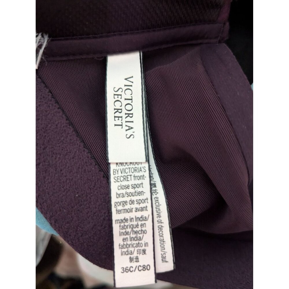 Knockout by Victorias Secret Purple Front-Close Sports Bra 36C Adjustable Straps - Picture 5 of 9